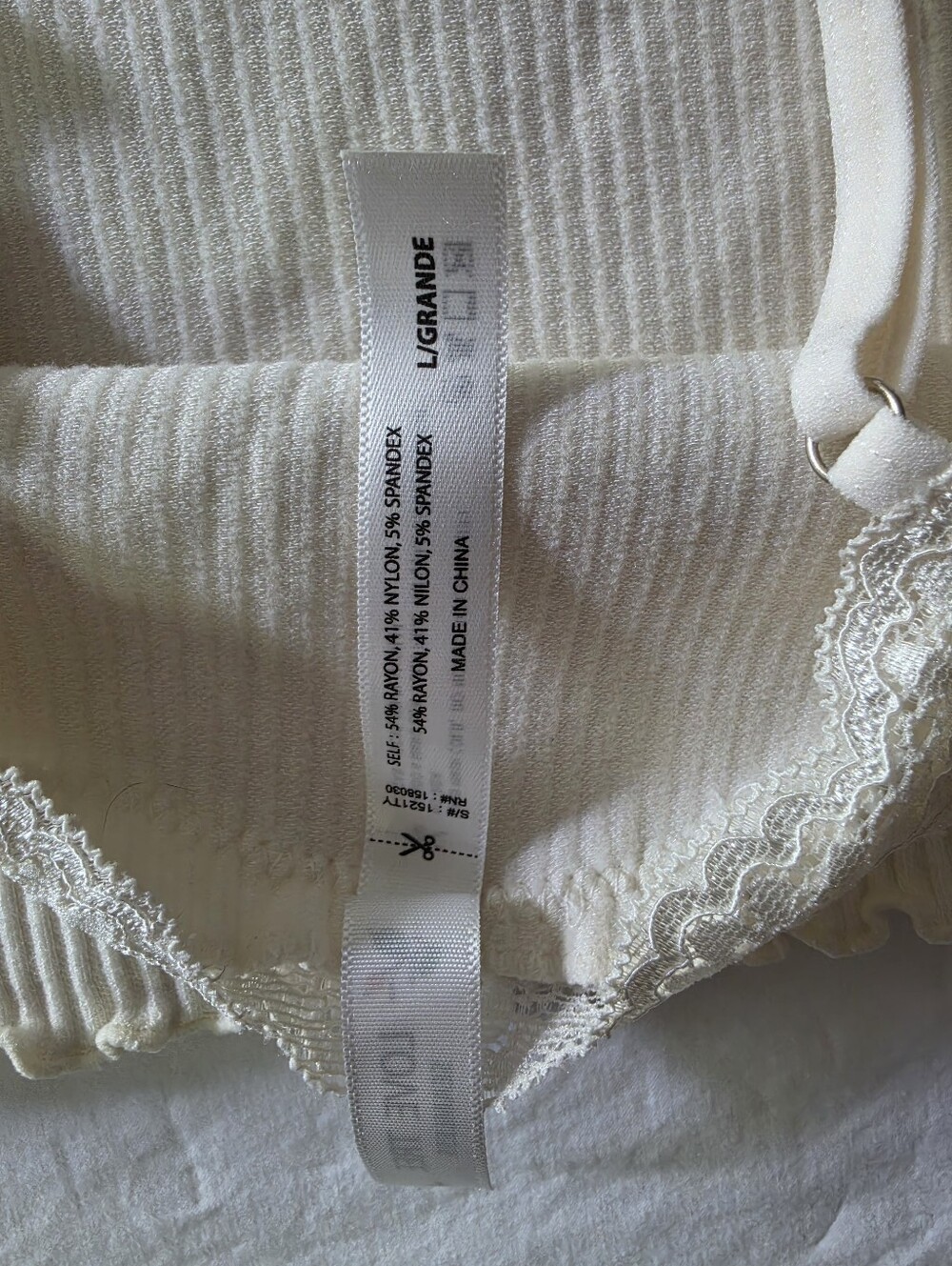 Love Tree Ribbed Knit Cropped Cami Tank Top Lace Trim Cream Large - Picture 7 of 8